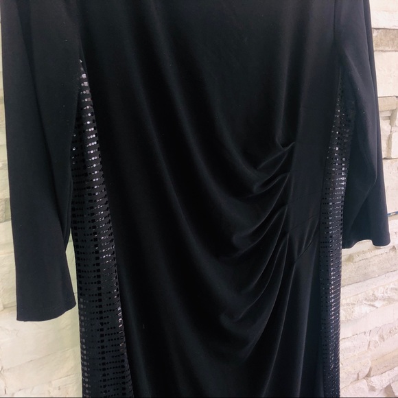 KASPER/ SILKY BLACK & SEQUINS DRESS - Picture 3 of 6